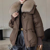 Down Cotton-padded Jacket Women&#39;s Short Fur Collar Thickened Coat Winter Clothing