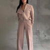 Women&#39;s Sports Suits Zipper Jacket And Wide Leg Pants Two-piece Set