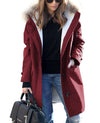 Women&#39;s Loose Extended Fur Collar Hooded Overcoat