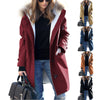 Women&#39;s Loose Extended Fur Collar Hooded Overcoat