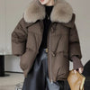 Down Cotton-padded Jacket Women&#39;s Short Fur Collar Thickened Coat Winter Clothing