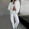 Women&#39;s Sports Suits Zipper Jacket And Wide Leg Pants Two-piece Set