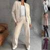 Women&#39;s Sports Suits Zipper Jacket And Wide Leg Pants Two-piece Set