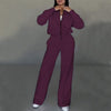 Women&#39;s Sports Suits Zipper Jacket And Wide Leg Pants Two-piece Set