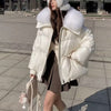 Down Cotton-padded Jacket Women&#39;s Short Fur Collar Thickened Coat Winter Clothing