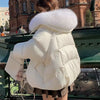 Down Cotton-padded Jacket Women&#39;s Short Fur Collar Thickened Coat Winter Clothing