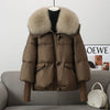 Down Cotton-padded Jacket Women&#39;s Short Fur Collar Thickened Coat Winter Clothing