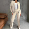 Women&#39;s Sports Suits Zipper Jacket And Wide Leg Pants Two-piece Set