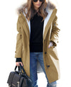 Women&#39;s Loose Extended Fur Collar Hooded Overcoat